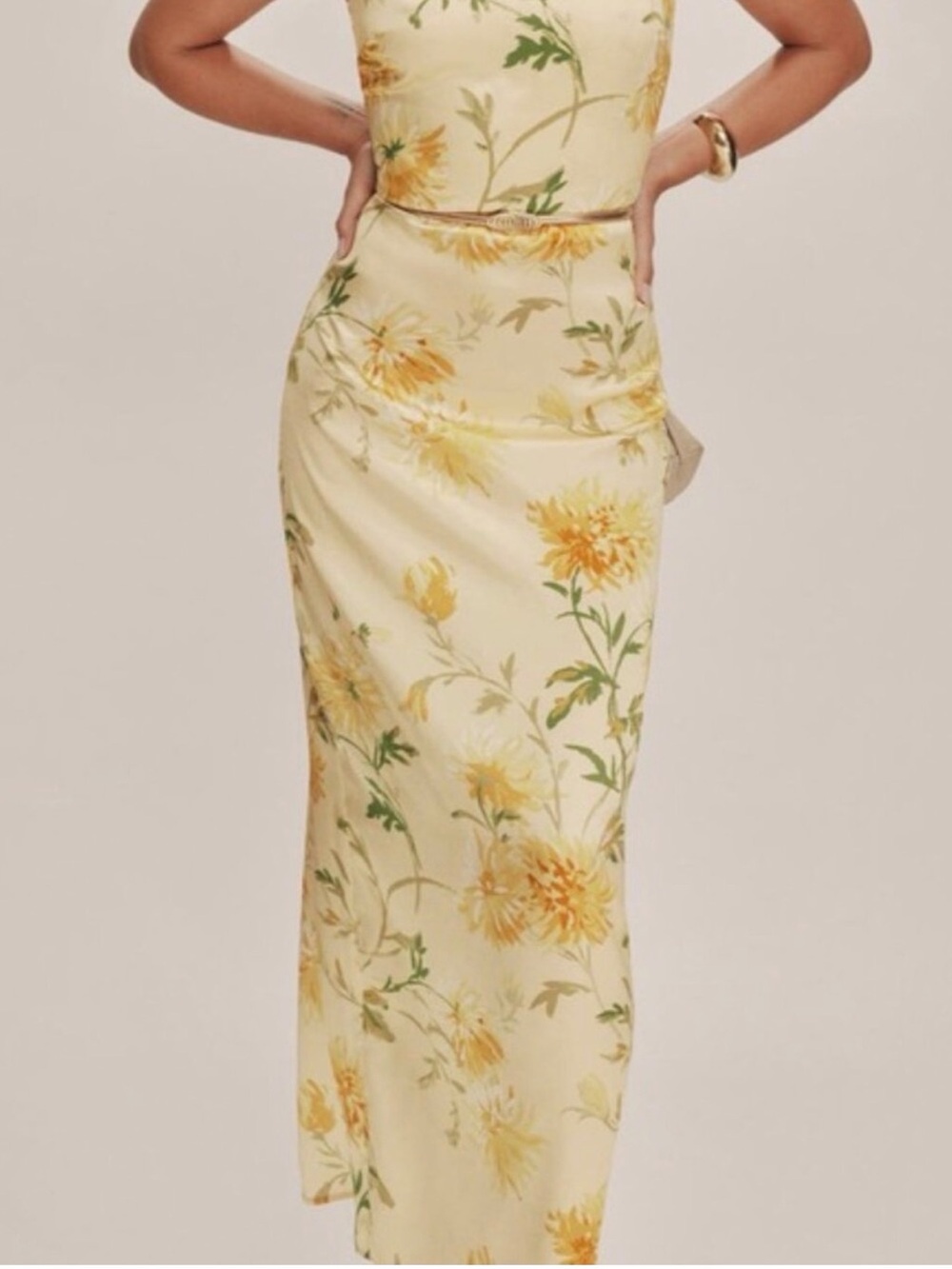 Reformation Frankie Silk Dress in Honey